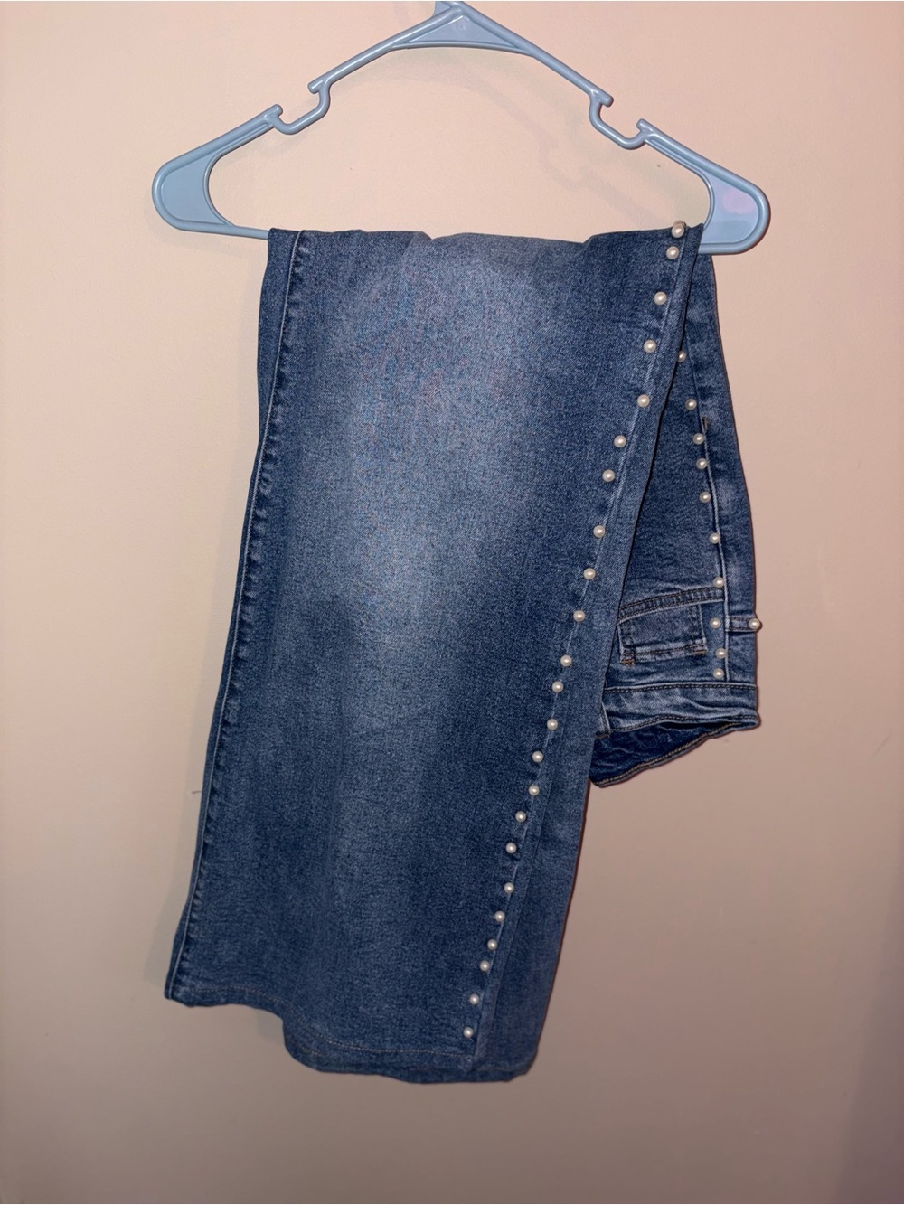 Pearl-Trim Dark Wash Denim Jeans